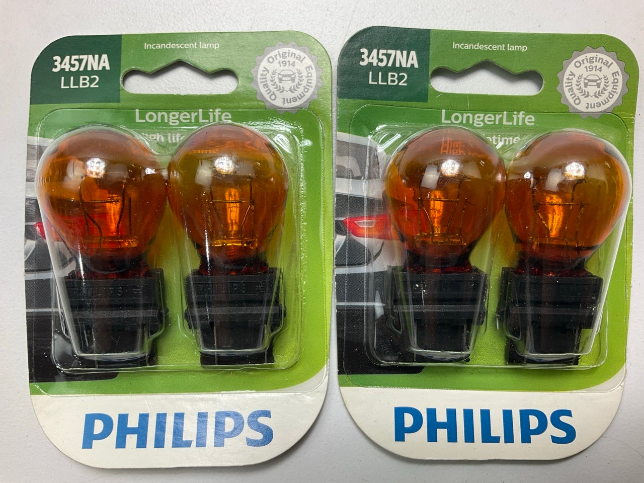 Philips 3457NALLB2 Longerlife Amber Turn Signal Lamp Light Bulb 3457NA - 4 PACK