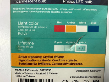 Philips 4157ALED AMBER Ultinon LED Turn Signal L Amp Light Bulb 4157 - 2 PACK