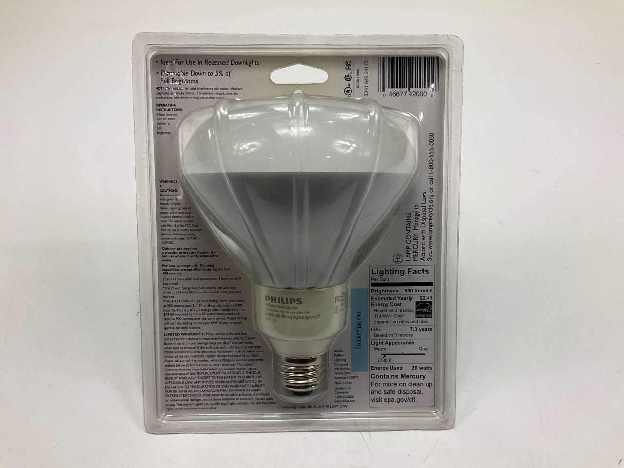 Phillips 420000 85-Watt Equivalent R40 Dimmable CFL Flood Light Bulb Soft White