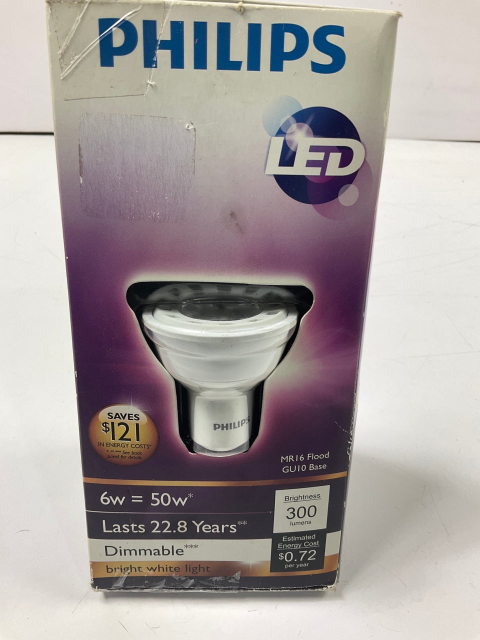 Philips 451872 Dimmable Bright White LED Flood Light Bulb MR16 6W