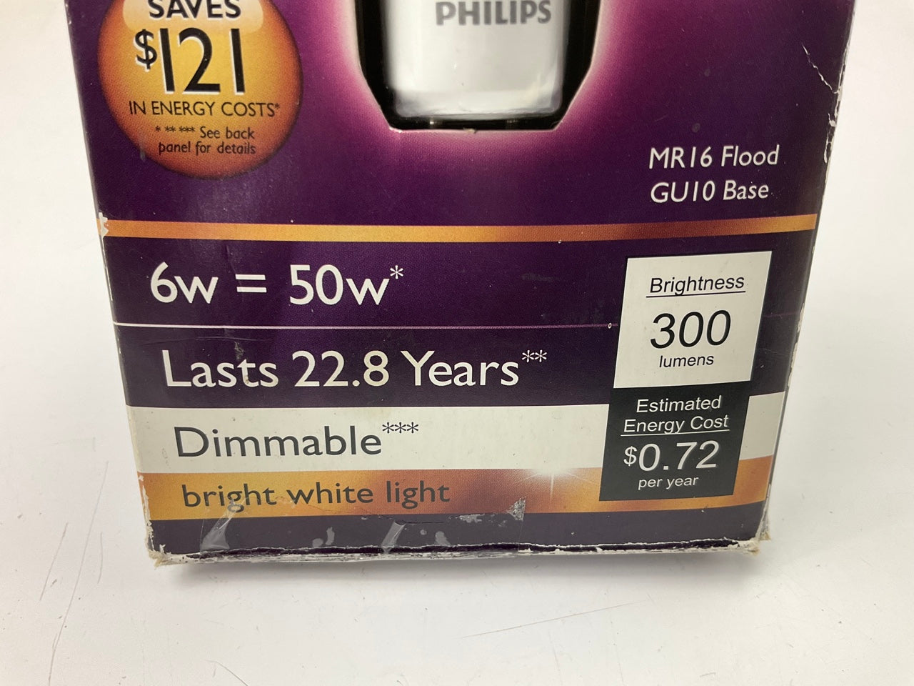 Philips 451872 Dimmable Bright White LED Flood Light Bulb MR16 6W