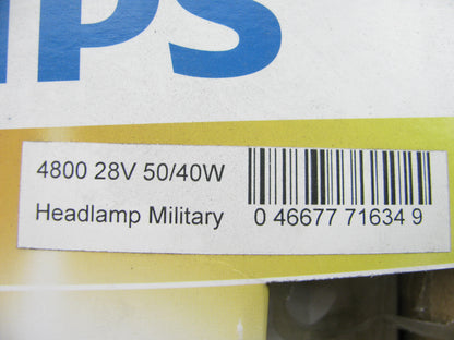 (2) Philips Standard Sealed Beam Headlight Lamp 4800C1 28V 50/40W