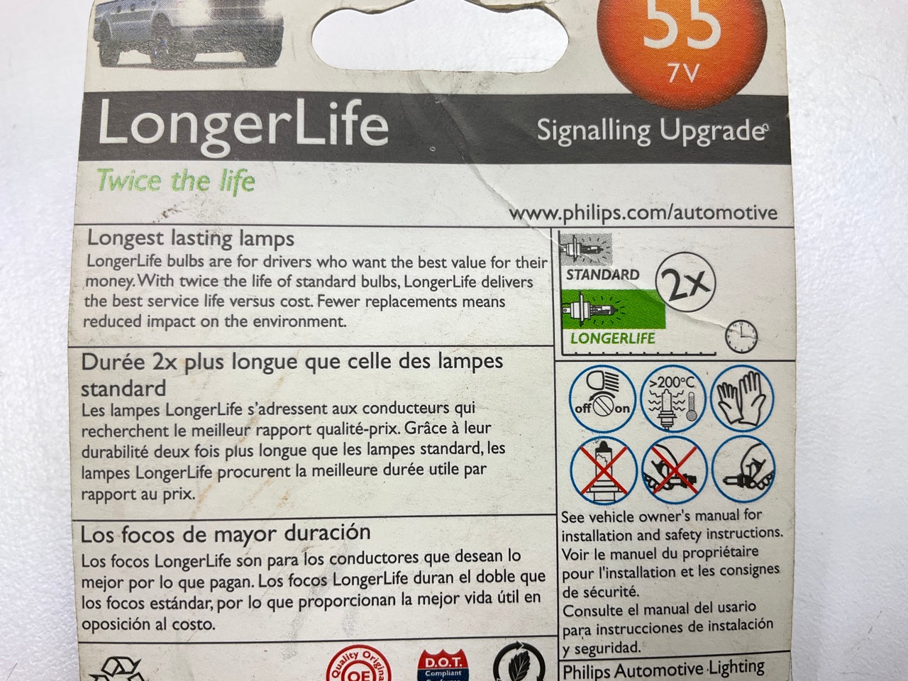 Philips 55LLB2 Longerlife Instrutment Panel Lamp Light Bulb 55 - 2 PACK