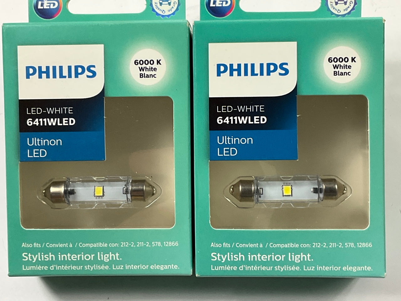 Philips 6411ULWX1 Ultinon LED Dome Lamp Light Bulb 6411W - 2 Pack