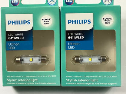 Philips 6411ULWX1 Ultinon LED Dome Lamp Light Bulb 6411W - 2 Pack
