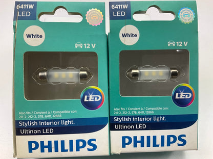 Philips 6411WLED Ultinon LED Dome Lamp Light Bulb 6411W - 2 Pack