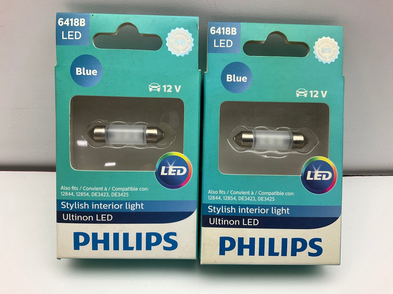 (2) Philips 6418BLED Ultinon LED BLUE Interior Lamp Light Bulb 6418, 12844 12854