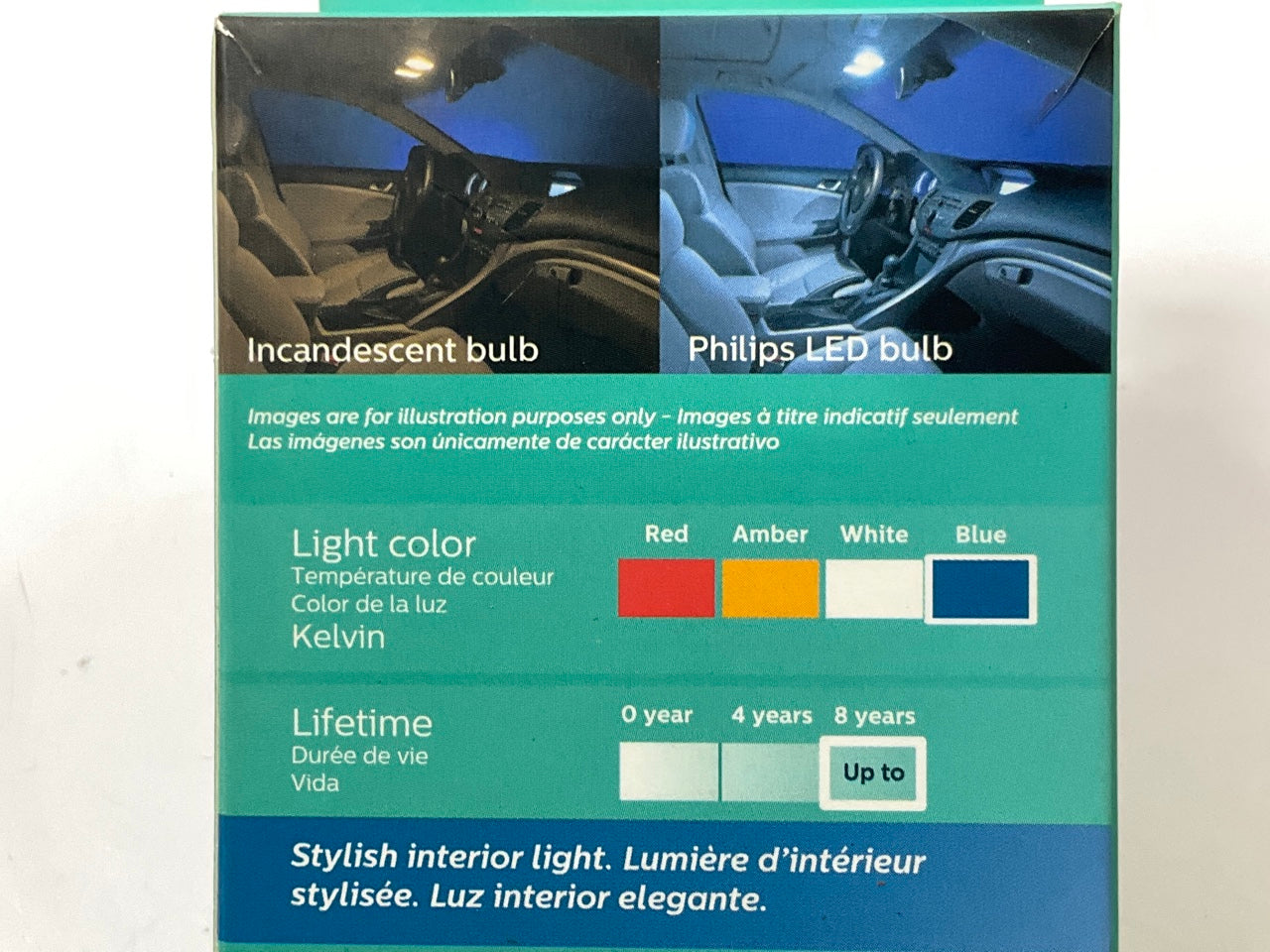 Philips 6418BLED Ultinon LED BLUE Interior Lamp Light Bulb 6418, 12844, 12854