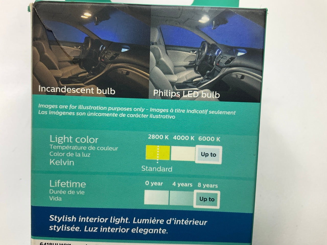 (2) Philips 6418WLED Ultinon LED License Plate, Interior Lamp Light Bulb 6418