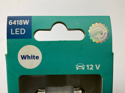 (2) Philips 6418WLED Ultinon LED License Plate, Interior Lamp Light Bulb 6418