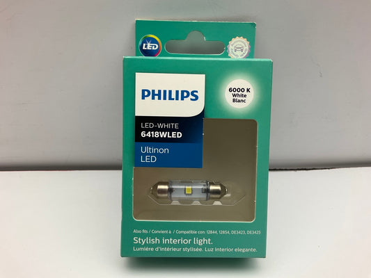 Philips 6418WLED Ultinon LED White License Plate, Interior Lamp Light Bulb 6418