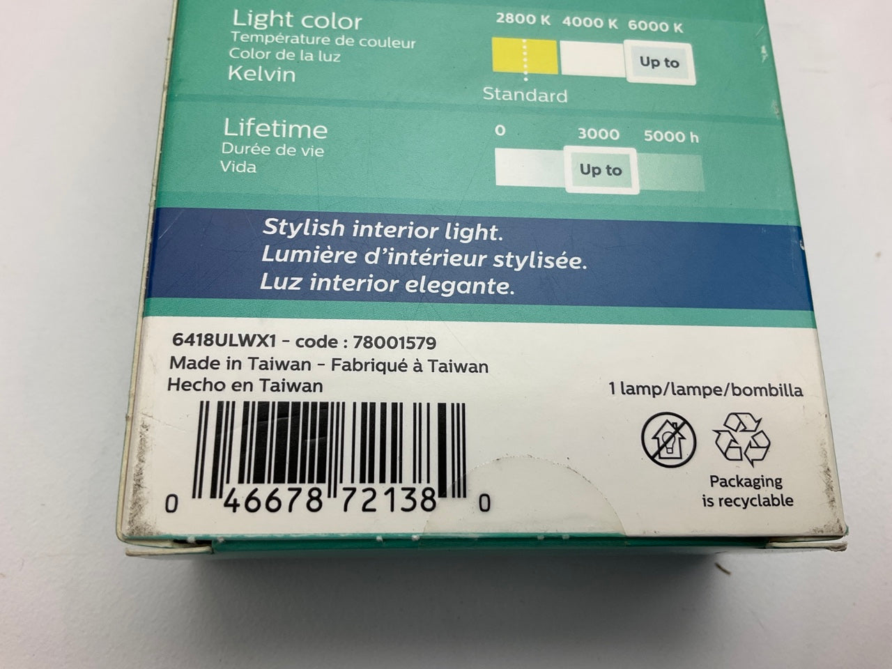 Philips 6418WLED Ultinon LED White License Plate, Interior Lamp Light Bulb 6418