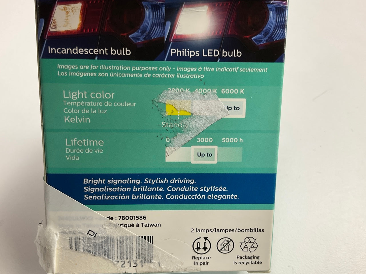 Philips 7440WLED Ultinon LED WHITE Back Up Lamp Light Bulb 7440 - 2 Pack