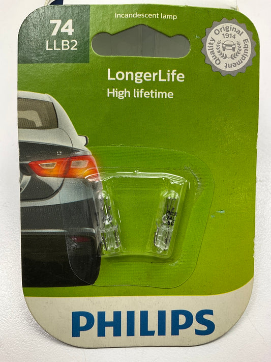 Philips 74LLB2 Longerlife Instrument Panel Lamp Light Bulb 74 - 2 PACK