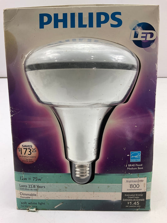 Philips 825170 Dimmable LED Light Medium Base Flood Light Bulb BR40 12W