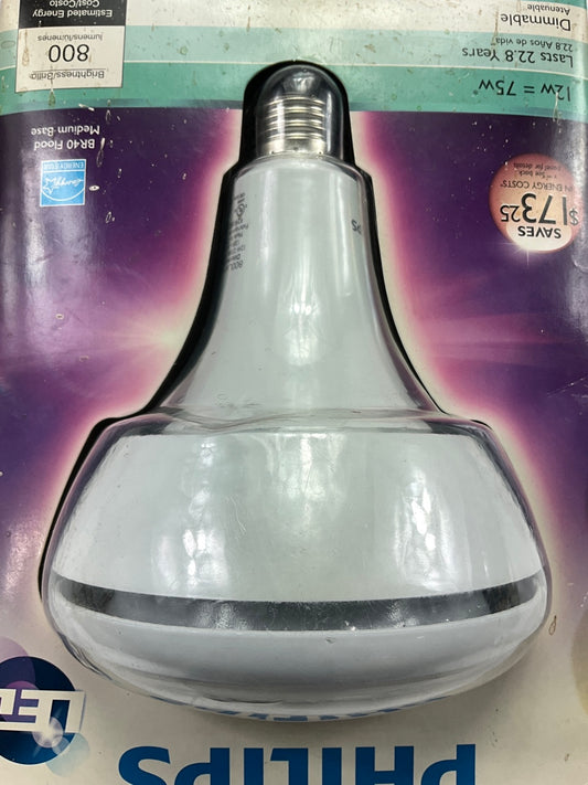 Philips 825170 Dimmable LED Light Medium Base Flood Light Bulb BR40 12W