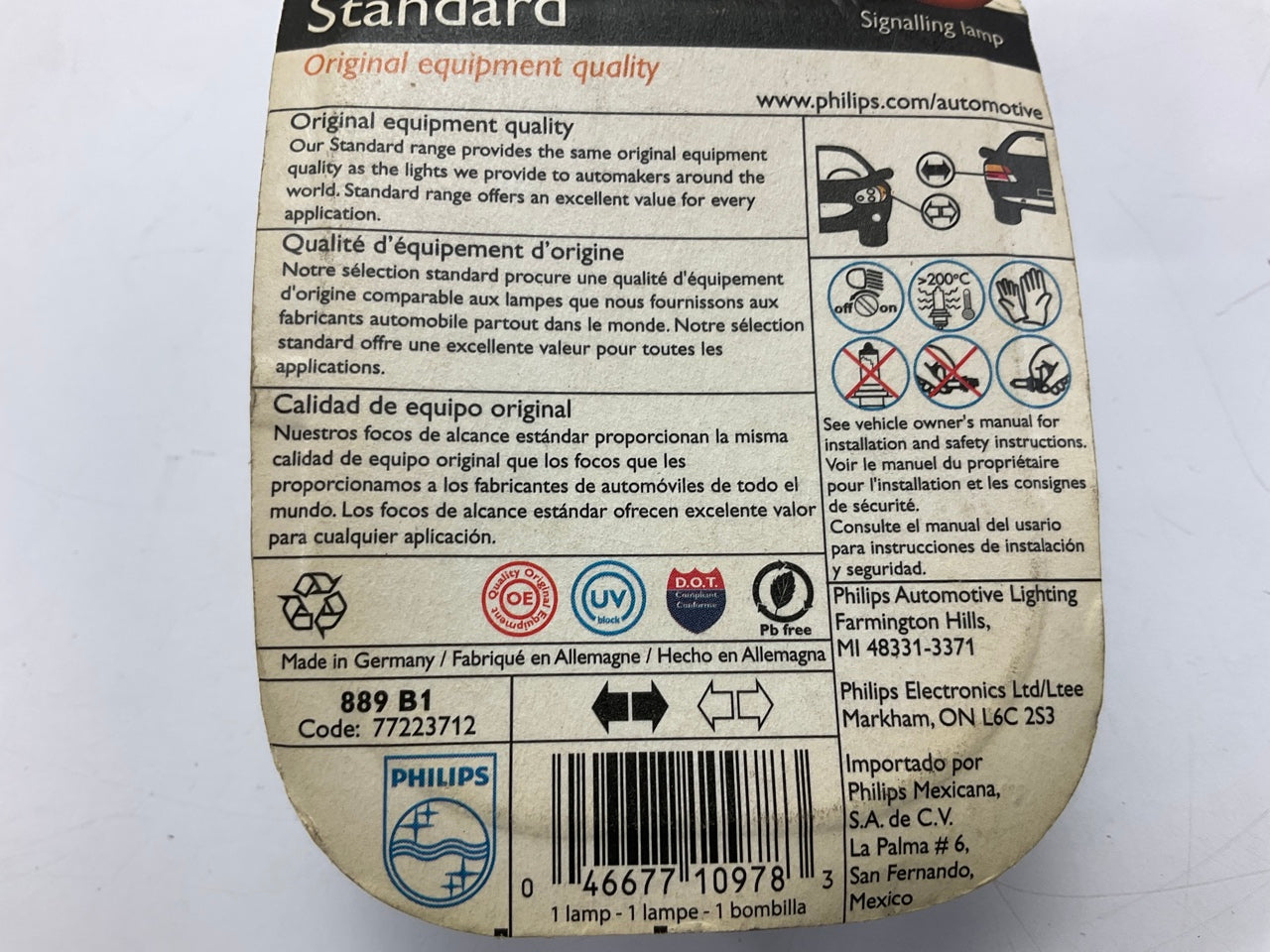 (2) Philips 889B1 Standard Fog Lamp Light Bulb 889
