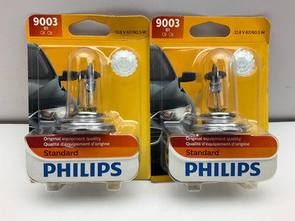 (2) Philips 9003B1 Standard Headlight Headlamp Light Bulb 9003