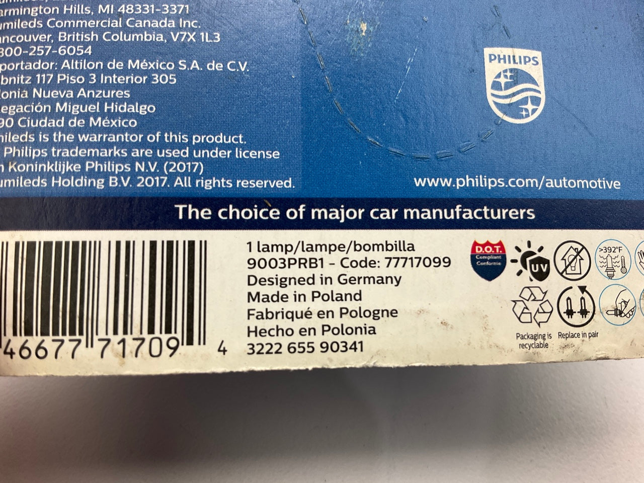 Philips 9003PRB1 Vision Headlamp Headlight Lamp Light Bulb 9003