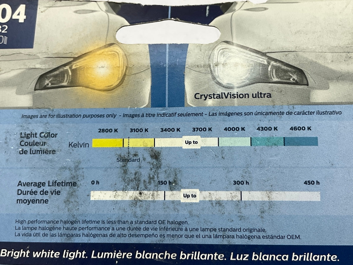 Philips 9004CVB2 Crystalvision Ultra Headlight Headlamp Lamp Light Bulb - 2 PACK
