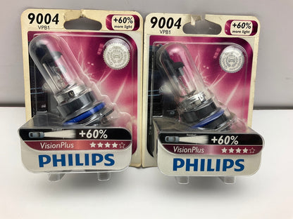 (2) Philips 9004VPB1 VisionPlus Headlamp Headlight Lamp Light Bulb 9004