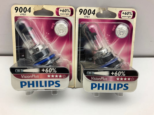 (2) Philips 9004VPB1 VisionPlus Headlamp Headlight Lamp Light Bulb 9004