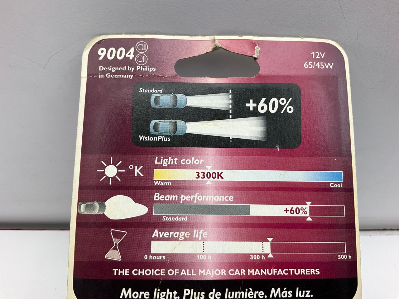 (2) Philips 9004VPB1 VisionPlus Headlamp Headlight Lamp Light Bulb 9004