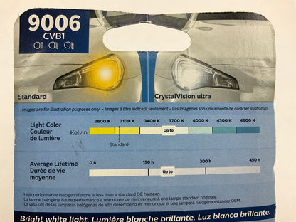 Philips 9006CVB1 Crystalvision Ultra Headlight Headlamp Lamp Light Bulb 9006