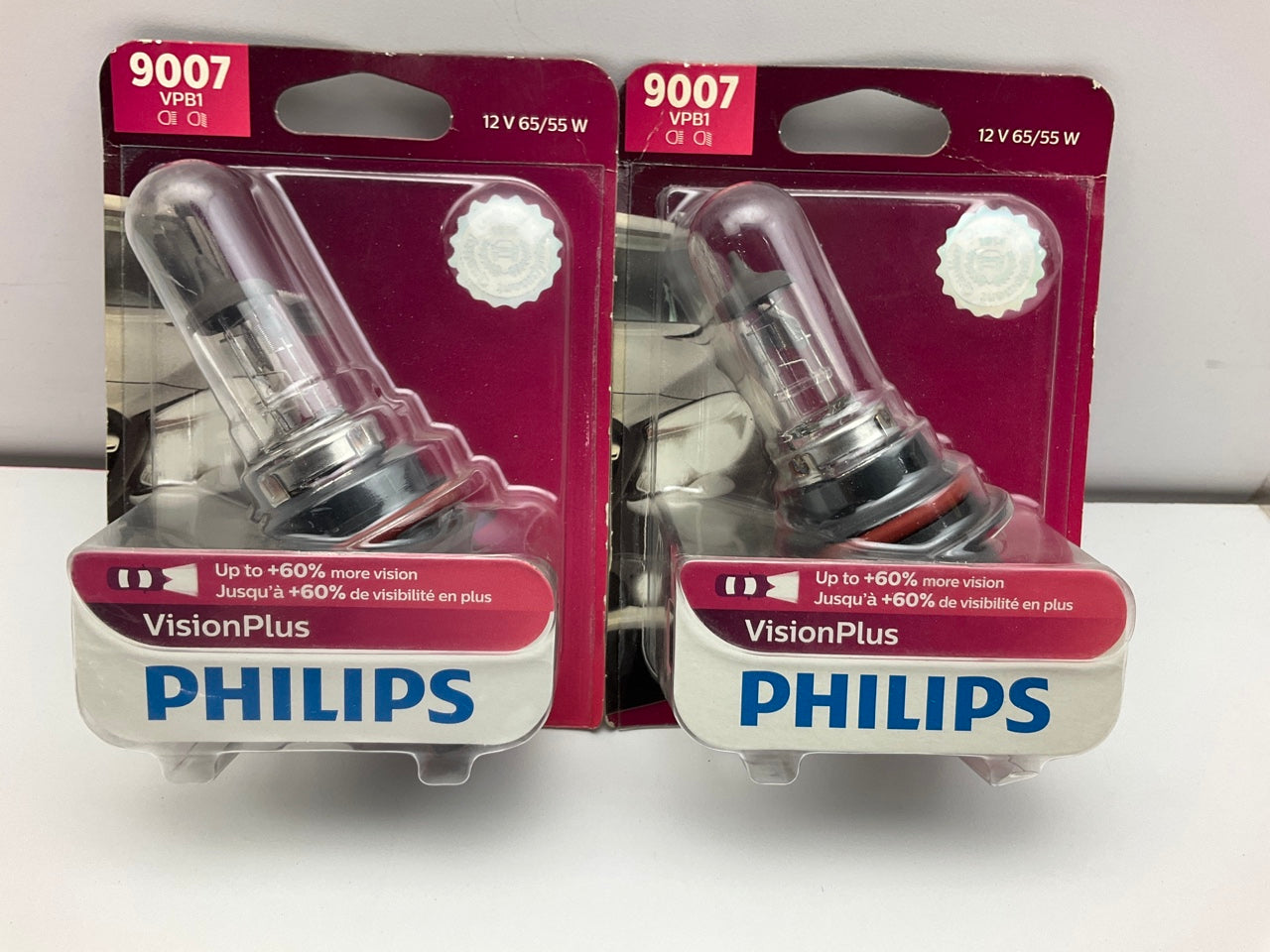 (2) Philips 9007VPB1 VisionPlus Headlamp Headlight Lamp Light Bulb 9007