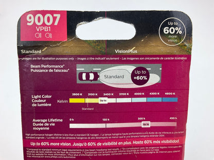 (2) Philips 9007VPB1 VisionPlus Headlamp Headlight Lamp Light Bulb 9007