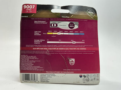 OPEN BOX Philips 9007VPB2 Visionplus Headlamp Headlight Light Bulb 9007 - 2 PACK