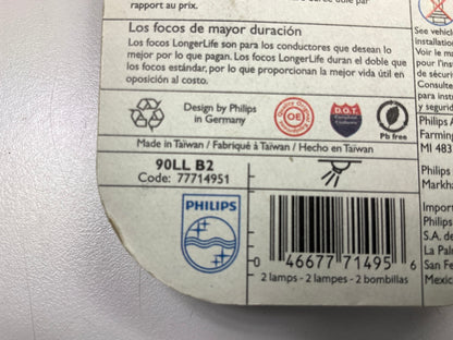 Philips 90LLB2 Longerlife Courtesy Lamp Light Bulb 90 - 2 PACK
