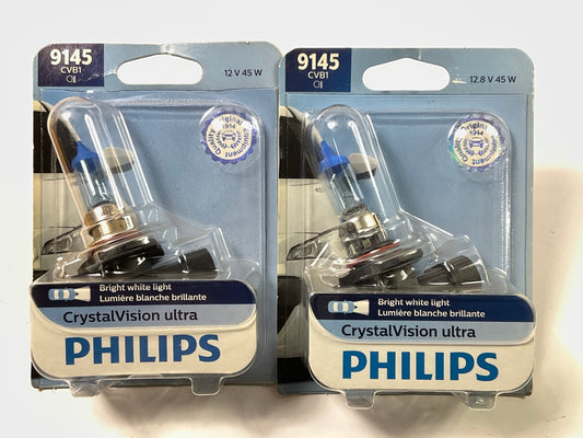 (2) Philips 9145CVB1 Crystalvision Ultra Headlight Headlamp Bulb 12.8V 45W 9145