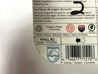 Philips 916LLB2 Longerlife Side Marker Lamp Light Bulb 916 - 2 PACK