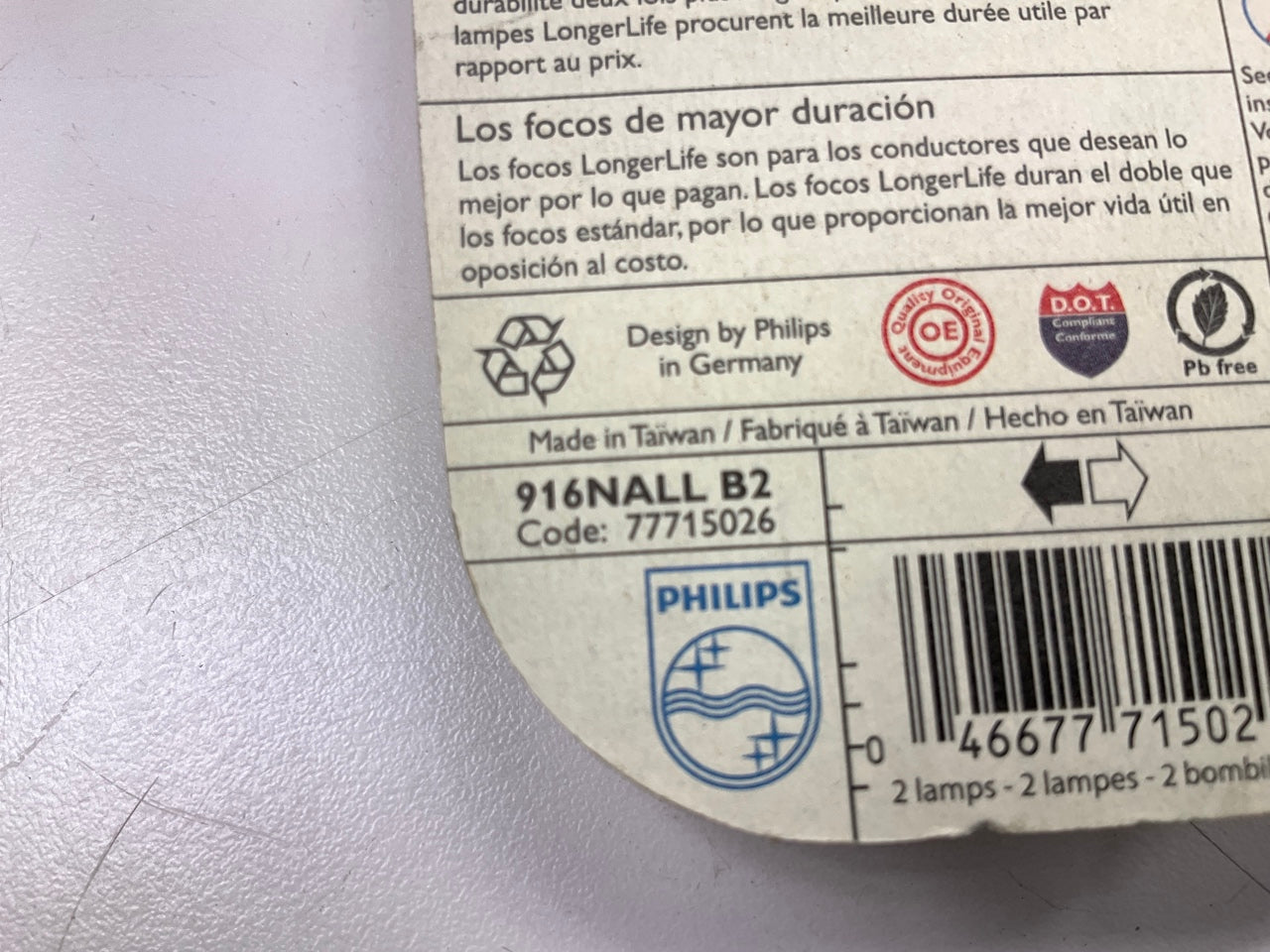 Philips 916NALLB2 LongerLife Amber Side Marker Lamp Light Bulb 916NA - 2 PACK