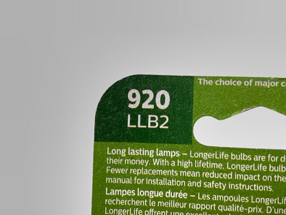 Philips 920LLB2 LongerLife Trunk Lamp Light Bulb 920 - 2 PACK