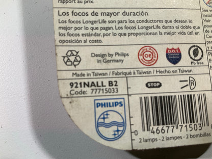 Philips 921NALLB2 Longer Life Amber Turn Signal Parking Lamp Light Bulb - 2 PCS