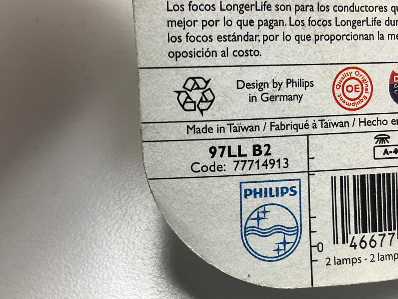 Philips 97LLB2 Longerlife License Plate Lamp Light Bulb 97 - 4 Bulbs Total