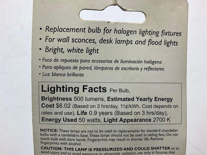 Philips BC50Q-CL Halogen T4 Mini Candelabra Light Bulb 50W