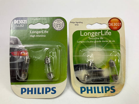 4 Bulbs Total - Philips DE3021LLB2 Longerlife Glove Box Lamp Light Bulb DE3021