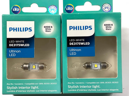 (2) Philips DE3175WLED Ultinon LED Dome Lamp Light Bulb 3175