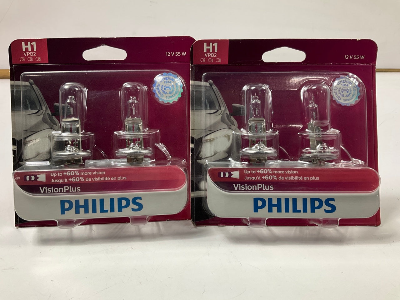 Philips H1VPB2 Visionplus Headlamp Headlight Lamp Light Bulb H1 - 4 Total