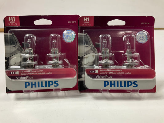 Philips H1VPB2 Visionplus Headlamp Headlight Lamp Light Bulb H1 - 4 Total