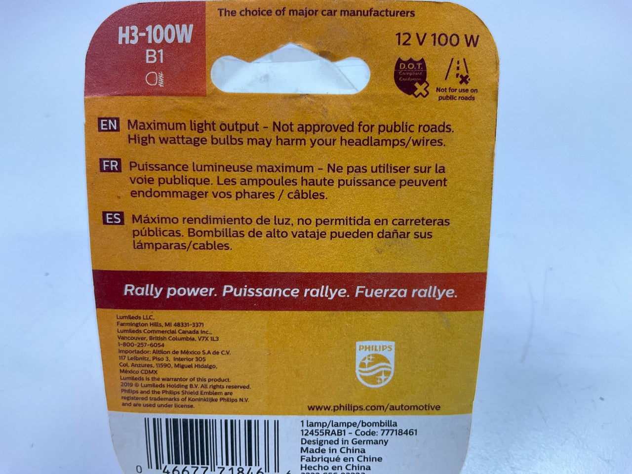 Philips H3-100WB1 Fog Light Bulb, 100 Watt Upgrade H3 Bulb
