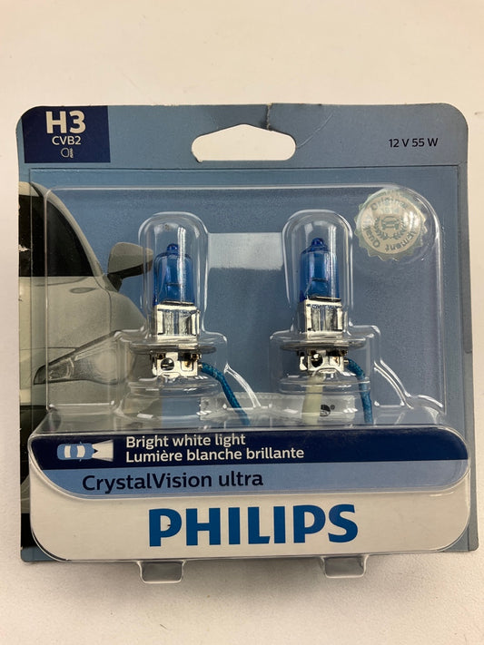 Philips H3CVB2 Crystalvision Ultra Fog Lamp Light Bulb H3 - 2 PACK