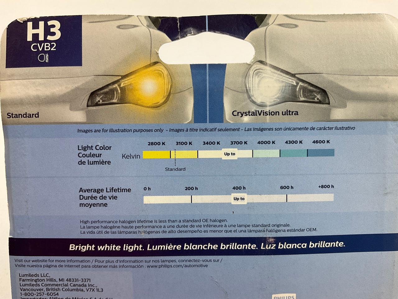 Philips H3CVB2 Crystalvision Ultra Fog Lamp Light Bulb H3 - 2 PACK