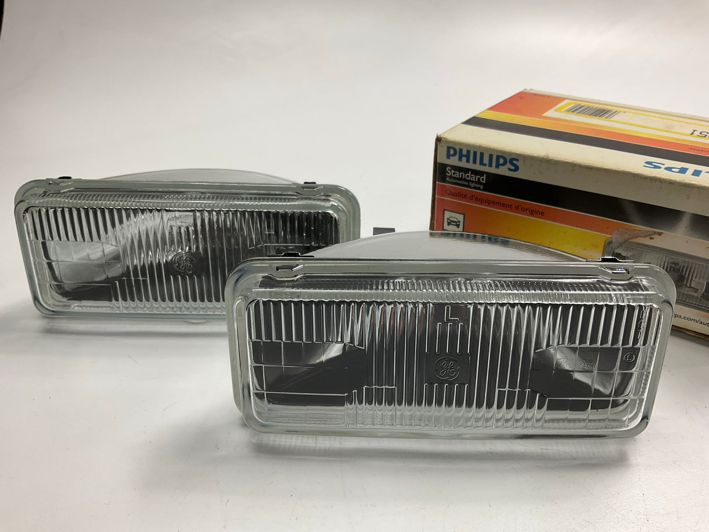 (2) GE Bulbs In Philips Box - H4351 Sealed Beam Headlight Headlamp Bulb