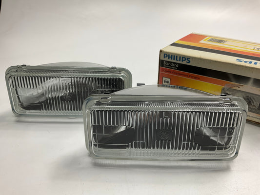 (2) GE Bulbs In Philips Box - H4351 Sealed Beam Headlight Headlamp Bulb