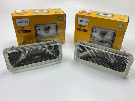 (2) Philips H4351C1 Sealed Beam Headlight Headlamp Lamp Light Bulb H4351