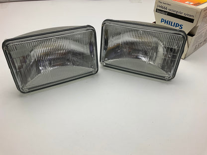 (2) Philips H4666 Sealed Beam Headlamp Headlight Light Bulb